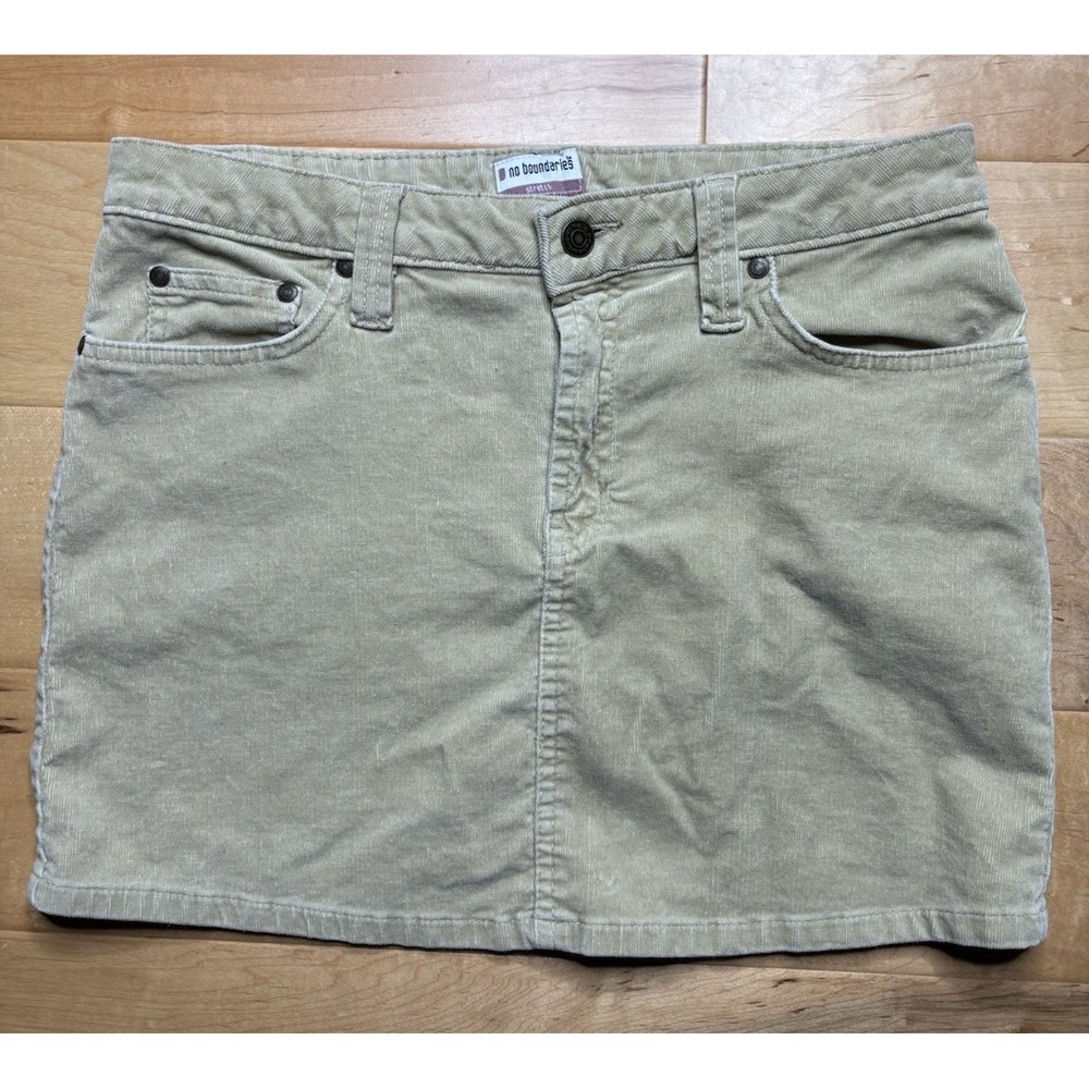 No Boundaries Beige Corduroy Mini Skirt Pockets Stretch Juniors 7
